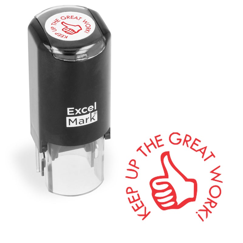 ExcelMark Round Teacher Stamp - Keep UP The Great Work! - RED Ink - Image 1